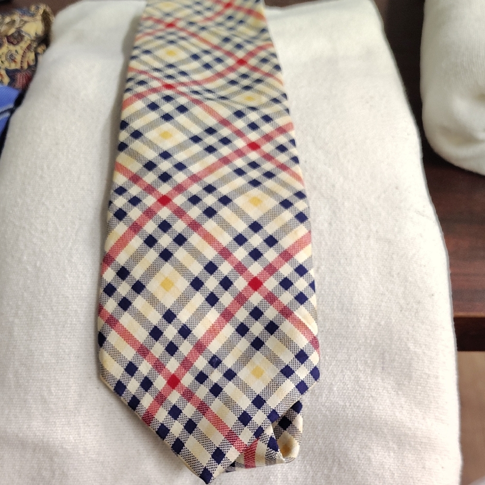 Nautica Plaid Men's Tie in Red, Blue, and Cream